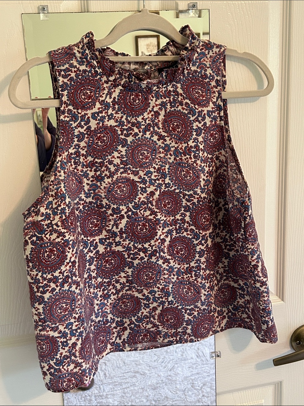J. Crew Sleeveless Floral/Paisley Print in Burgundy , Blue & Cream